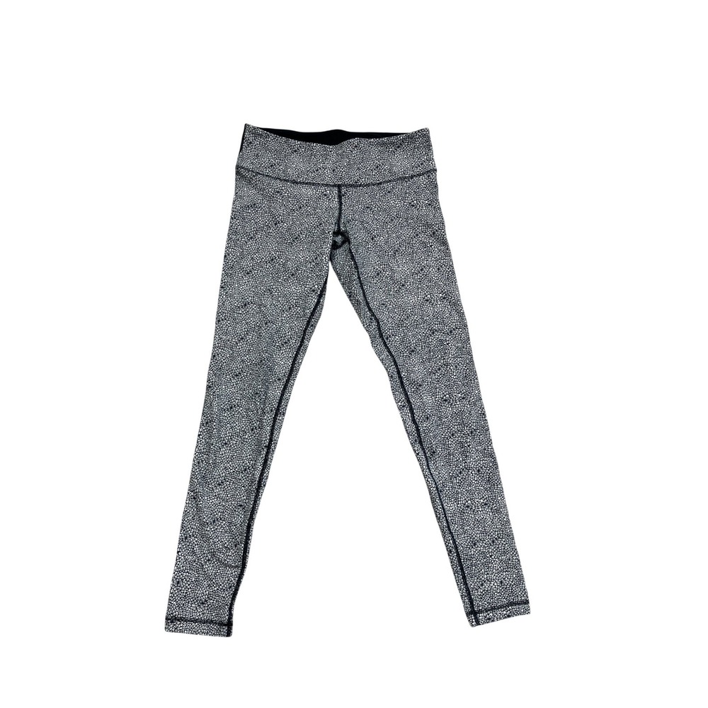 Lululemon Black White Floral Burst Pattern Leggings Yoga Tights Womens Size 4